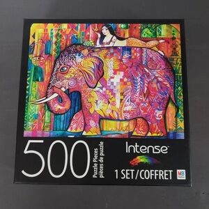 BNIB Sealed 500 Piece Intense “Pink Elephant” Puzzle 18”x 24” (2018) Hasbro MB